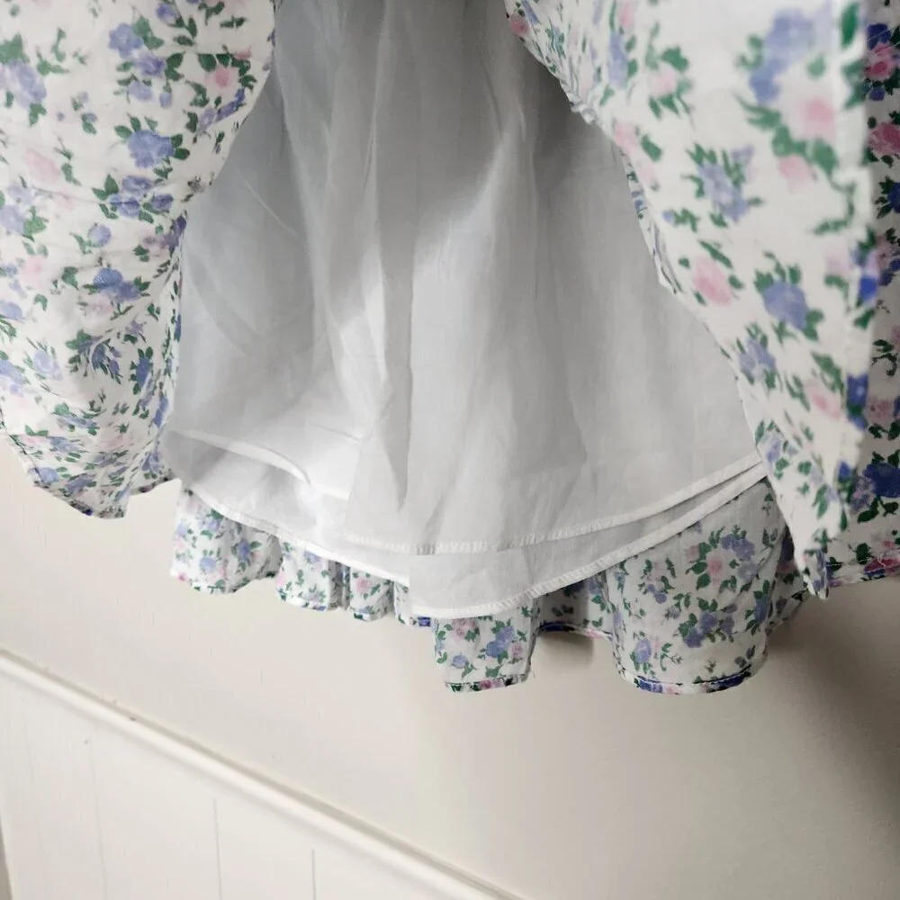 LOVESHACKFANCY Blue Floral Blue Jay Song Mini Skirt